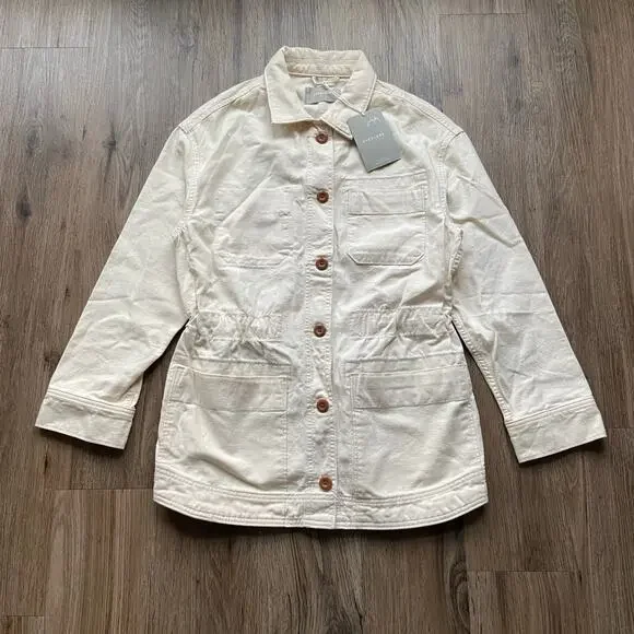 Everlane The Cinchable Chore Jacket Women's S Bone Inner Drawstring Pockets - Picture 3 of 11